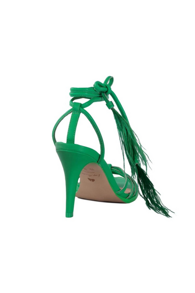 GREEN FEATHER TOE MIDDLE HEEL SANDAL