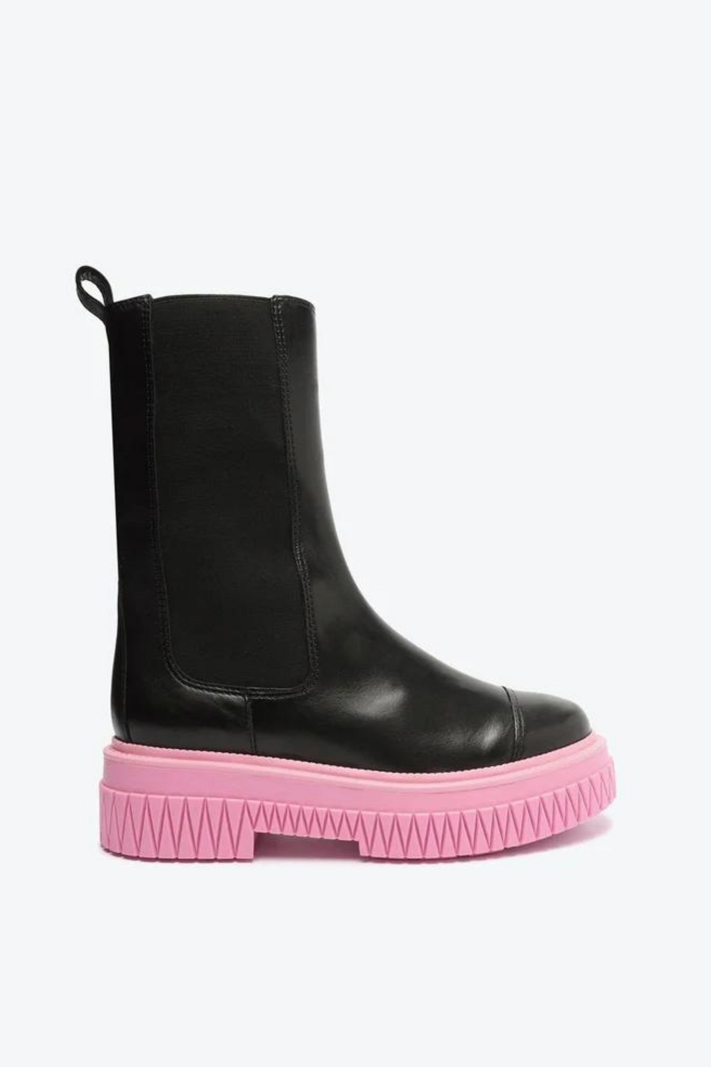 BLACK AND PINK CHELSEA BOOTS