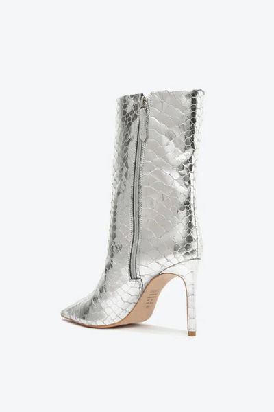 MARY BOOTS THIN HEEL MIDDLE UPPER SILVER