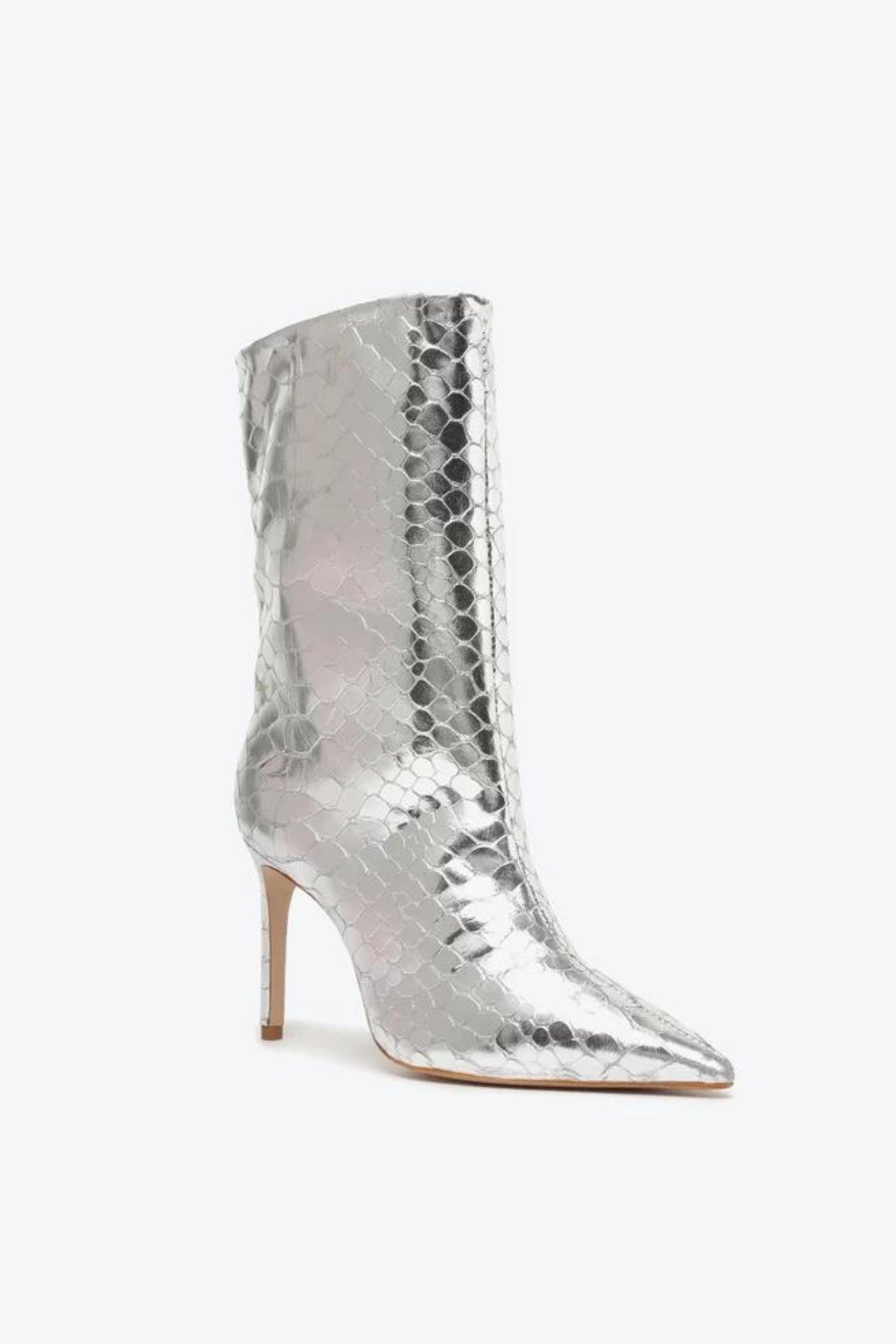 MARY BOOTS THIN HEEL MIDDLE UPPER SILVER