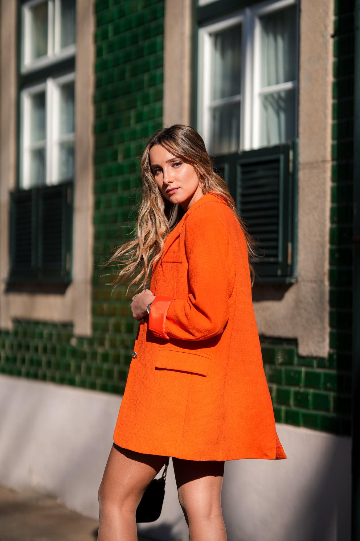 Orange oversized coat