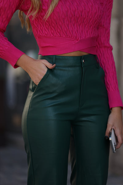 green ecoleather pants