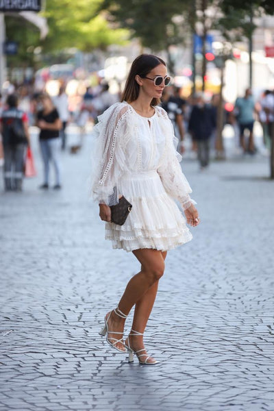 Lace dress with ruffles