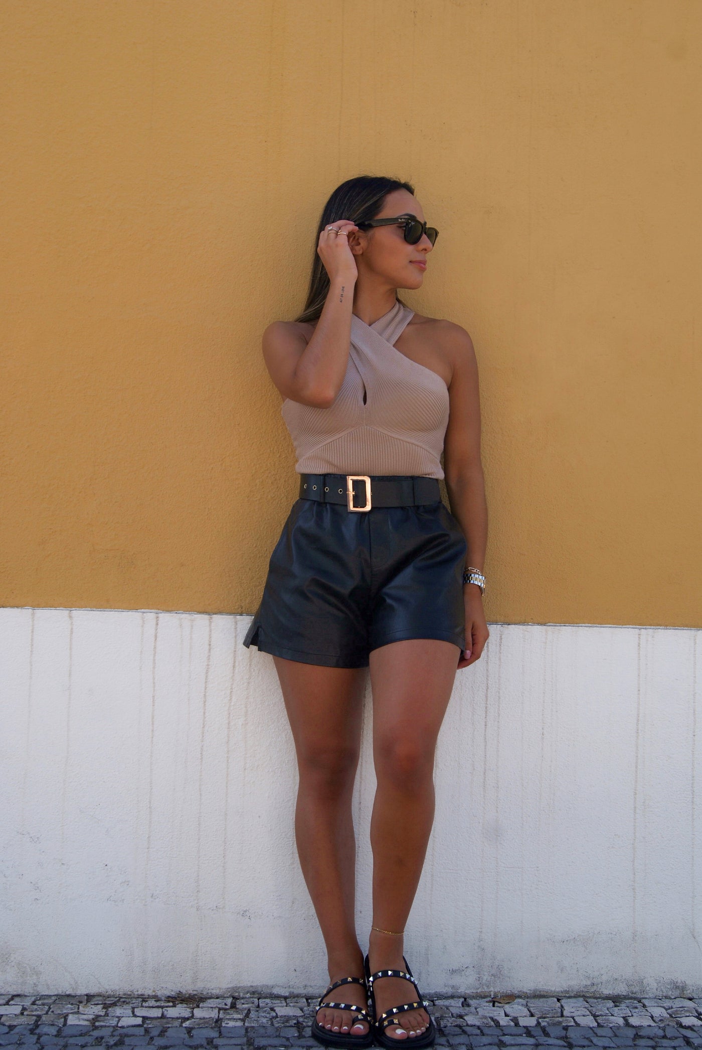 Leather shorts - Preto