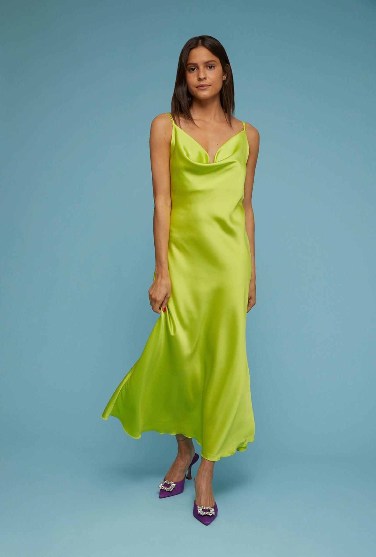 Camila Satin Dress - Green